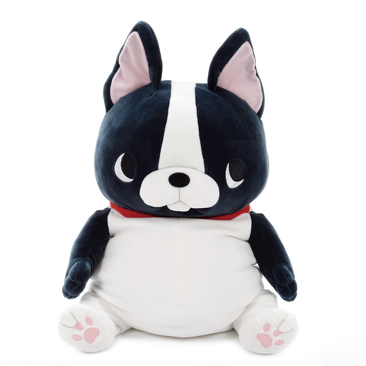 black and white dog plush