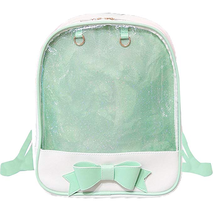 ITA Bag Green White Bow Transparent Backpack Harajuku Purse Lolita Bag Girls Book Bag