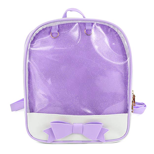 ITA Bag Purple White Bow Transparent Backpack Harajuku Purse Lolita Bag Girls Book Bag