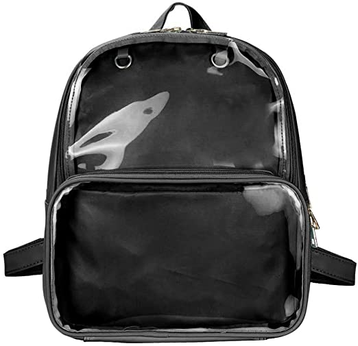 ITA Bag Black Transparent Panel Backpack Harajuku Purse Traveler Bag Girls Book Bag