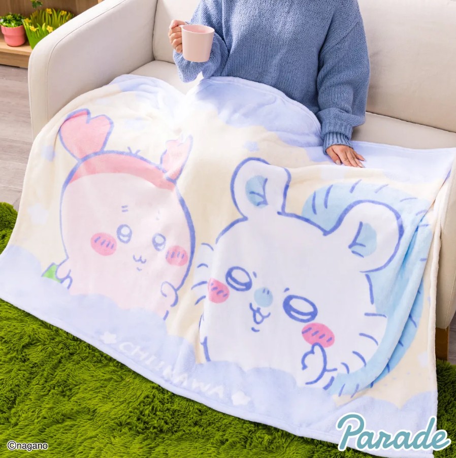 Chiikawa Characters Plush Blanket Big Size Momonga, Furuhonya
