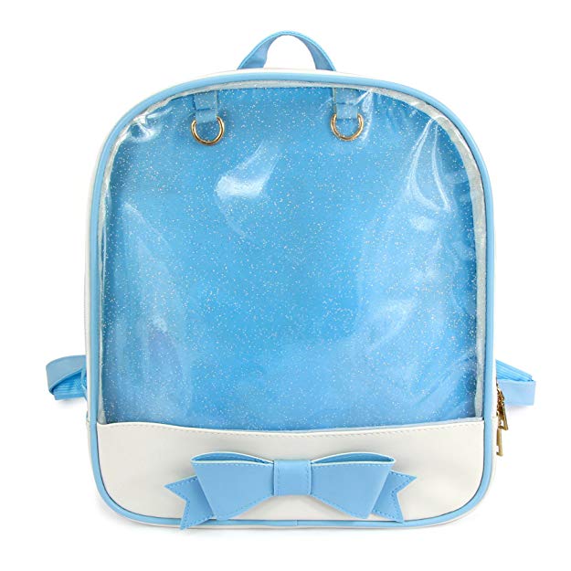 ITA Bag Blue White Bow Transparent Backpack Harajuku Purse Lolita Bag Girls Book Bag