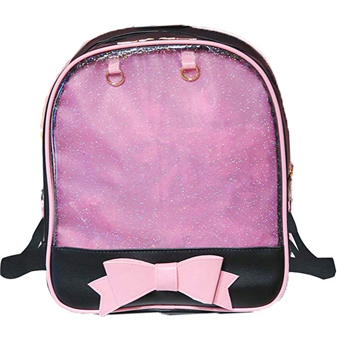ITA Bag Black Pink Bow Transparent Backpack Harajuku Purse Lolita Bag Girls Book Bag