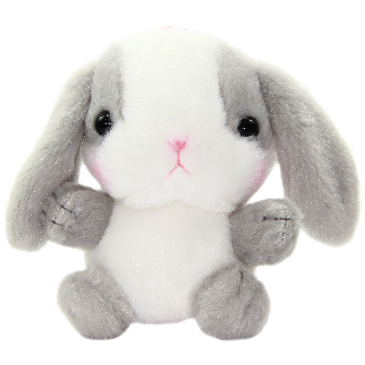 Amuse Bunny Plushie Cute Stuffed Animal Toy Grey / White 5 Inches