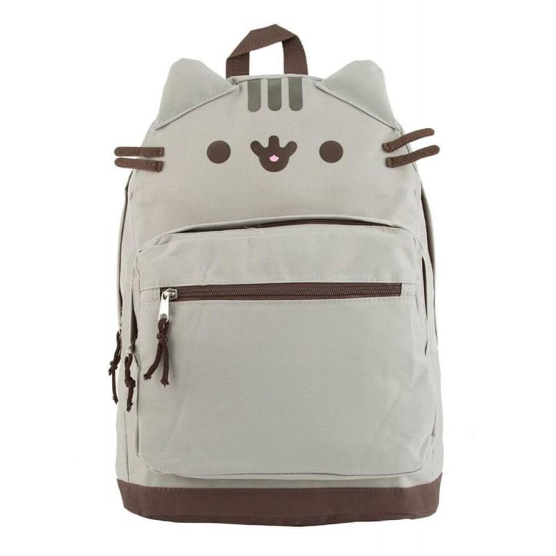Pusheen Cat Face Backpack Book Bag Grey