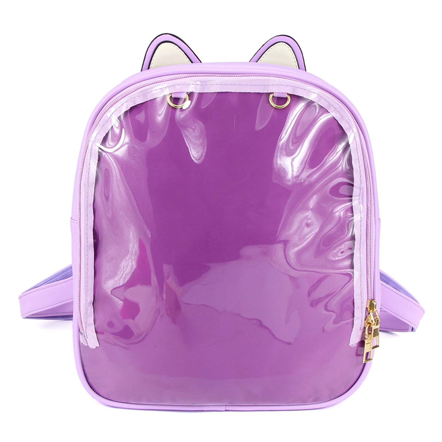 ITA Bag Purple Transparent Cat Ear Backpack Harajuku Purse Traveler Bag Girls Book Bag