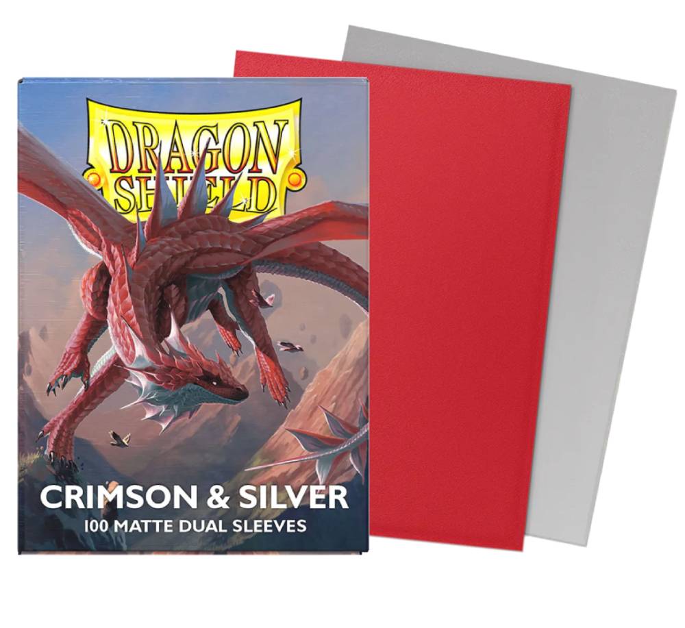 Dragon Shield - Crimson & Silver - Matte Dual Sleeves - Card Sleeves (100ct)