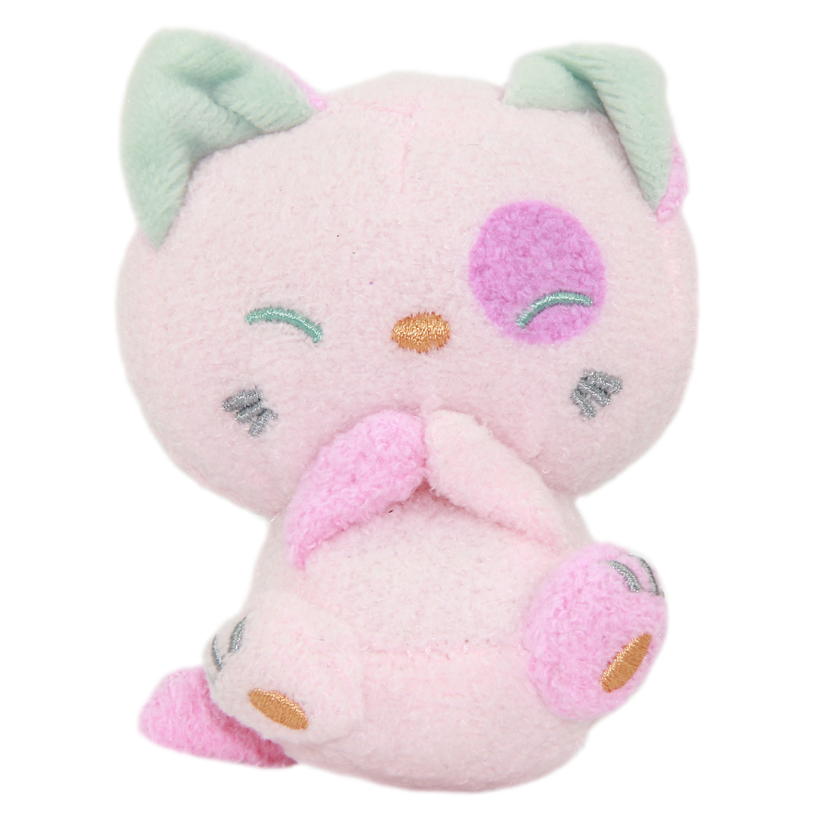 Plush Cat Sleepy Cat Toy Soft Stuffed Animal Cream Pink Neko