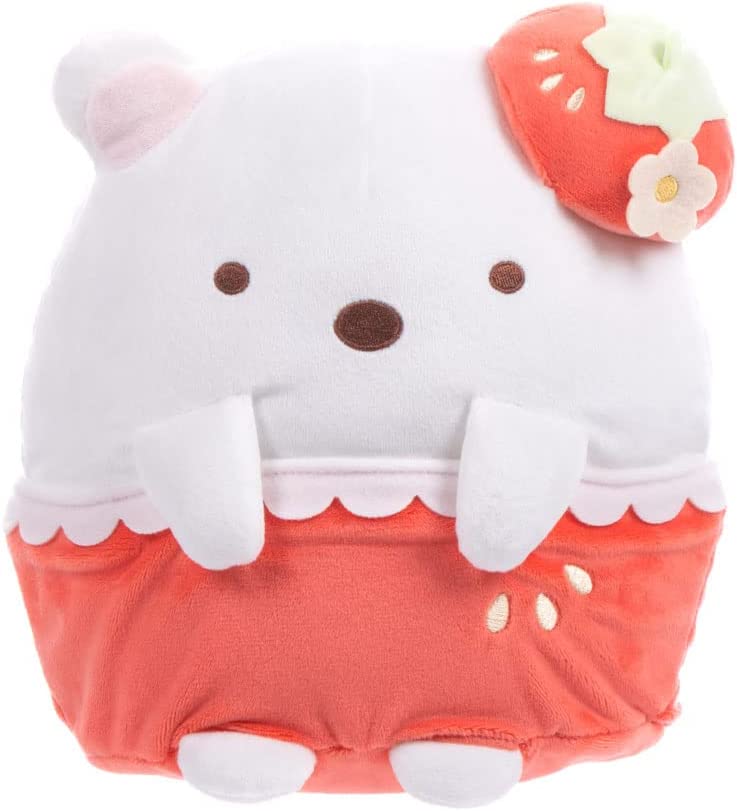 Shirokuma Plush Doll Strawberry, 9 Inches, Sumikkogurashi, San-X