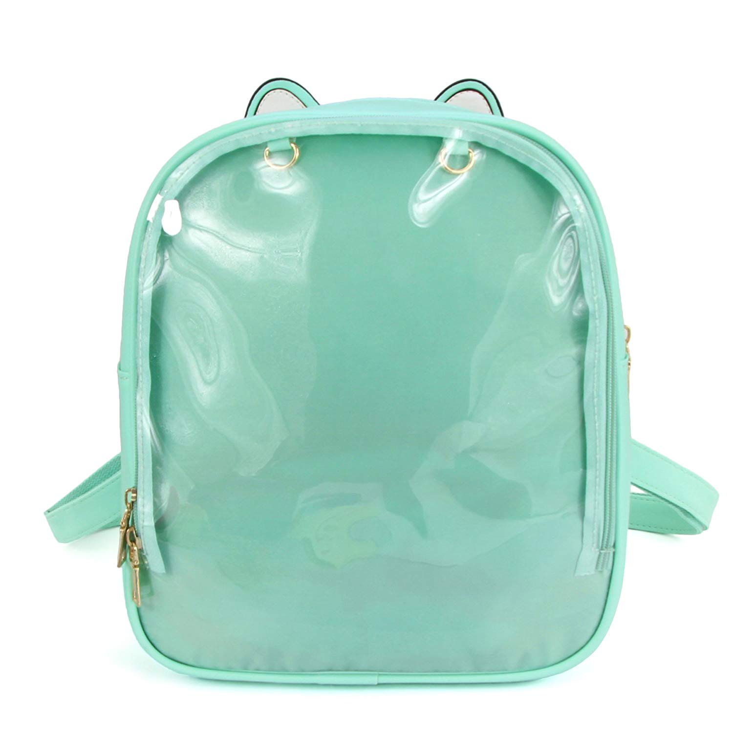 ITA Bag Green Transparent Cat Ear Backpack Harajuku Purse Traveler Bag Girls Book Bag
