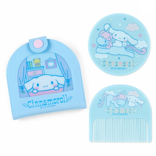 Cinnamoroll Compact Mirror & Comb Set Blue Sanrio