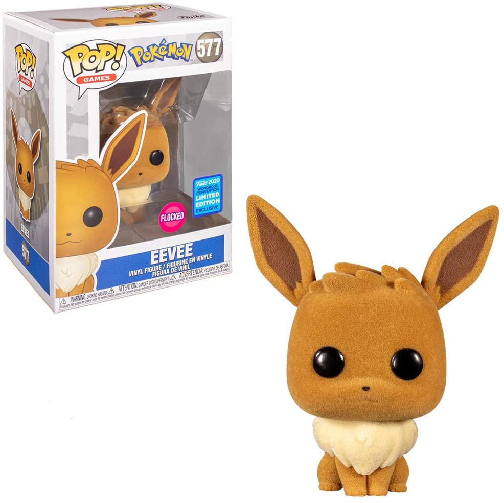 Eevee Figure Pokemon Pop Animation Flocked 2020 Limited Edition 3.75 Inches Funko Pop 577