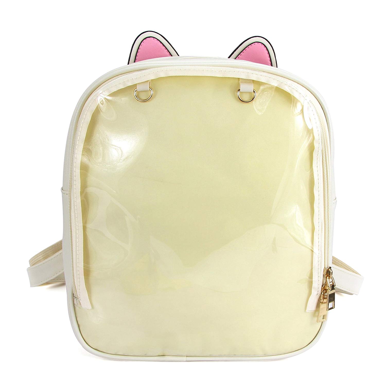 ITA Bag Cream Transparent Cat Ear Backpack Harajuku Purse Traveler Bag Girls Book Bag
