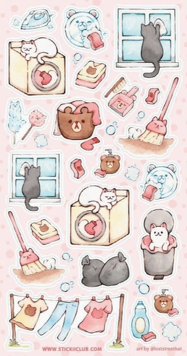 Cat Chores Sticker Sheet