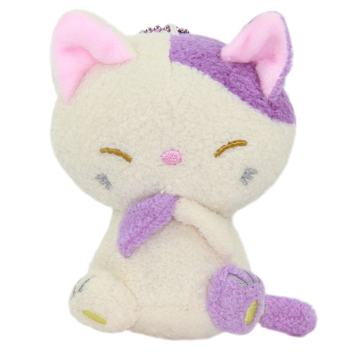 Plush Cat Sleepy Cat Toy Soft Stuffed Animal Cream Purple Neko