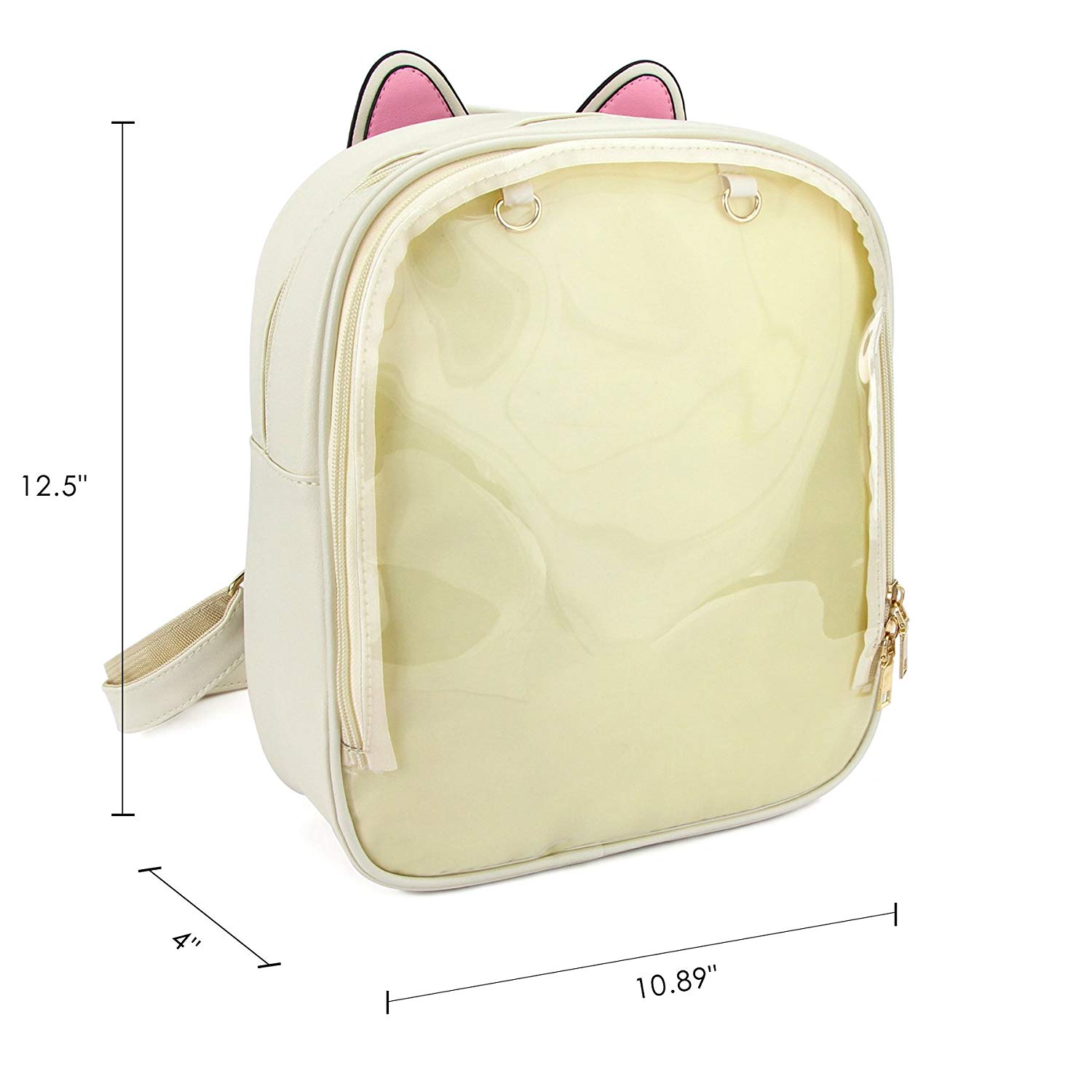 ITA Bag Cream Transparent Cat Ear Backpack Harajuku Purse Traveler Bag