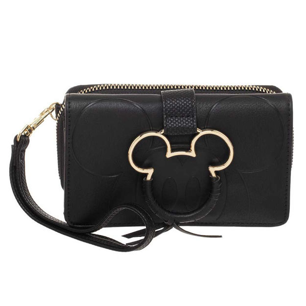 Disney Mickey Mouse Gold Metal Charm Wristlet Wallet