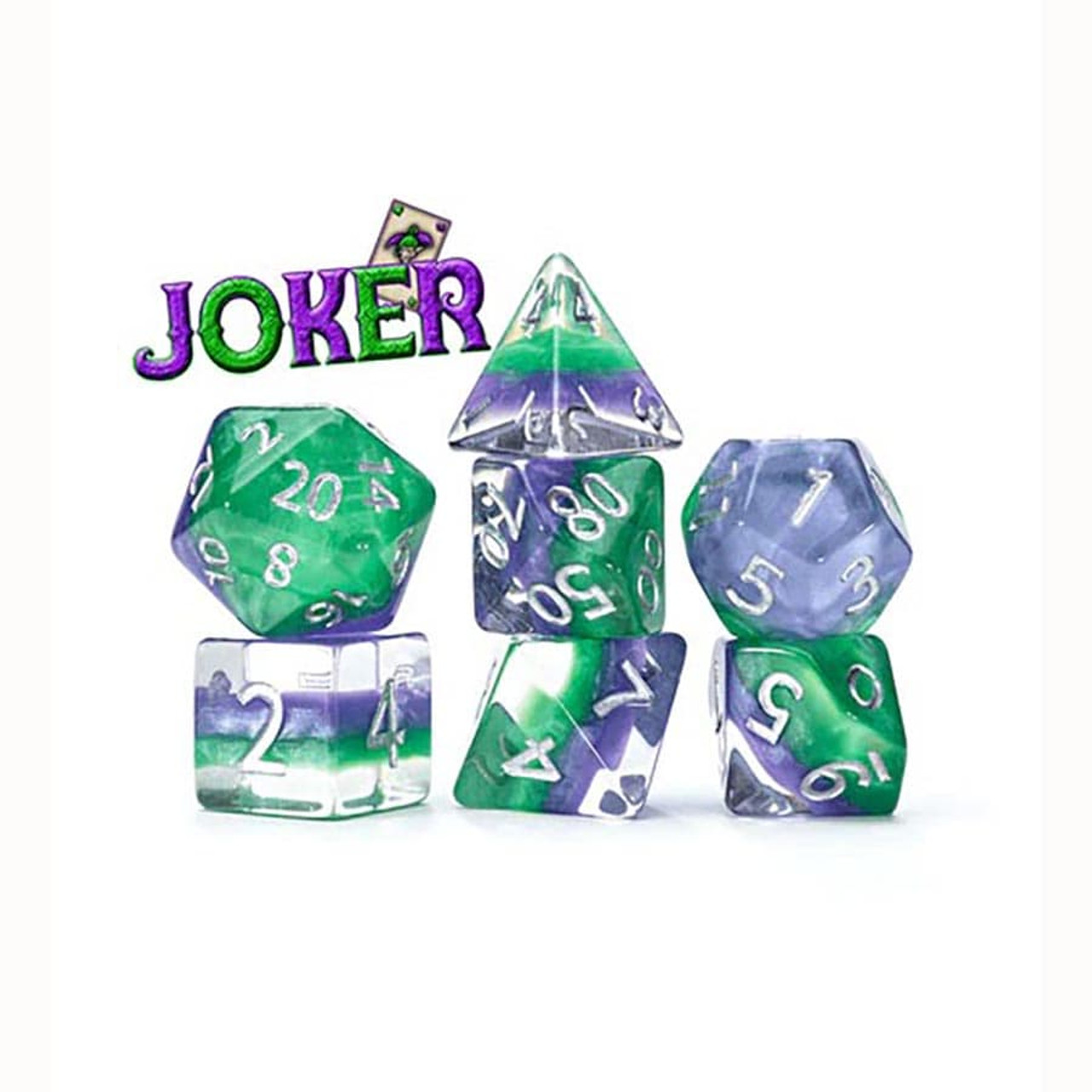 Eclipse Dice Joker Set of 7 - Pretentious Purple & Grievous Green