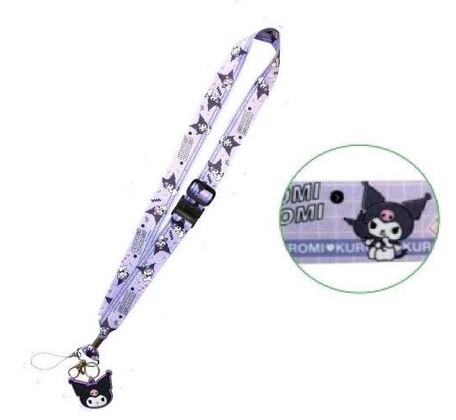 Kuromi Rubber Mascot Attached Neck Strap Lanyard Sanrio