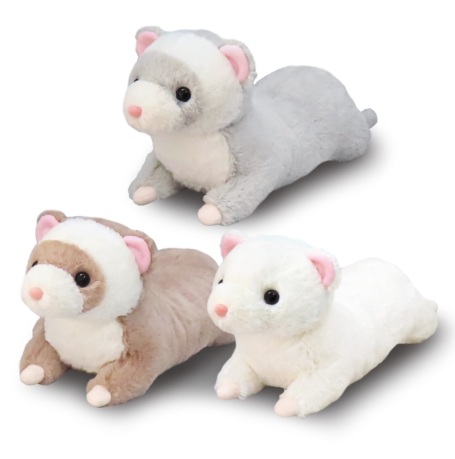 Long Ferret Plushie Standard Size 6 Inches Amuse - White