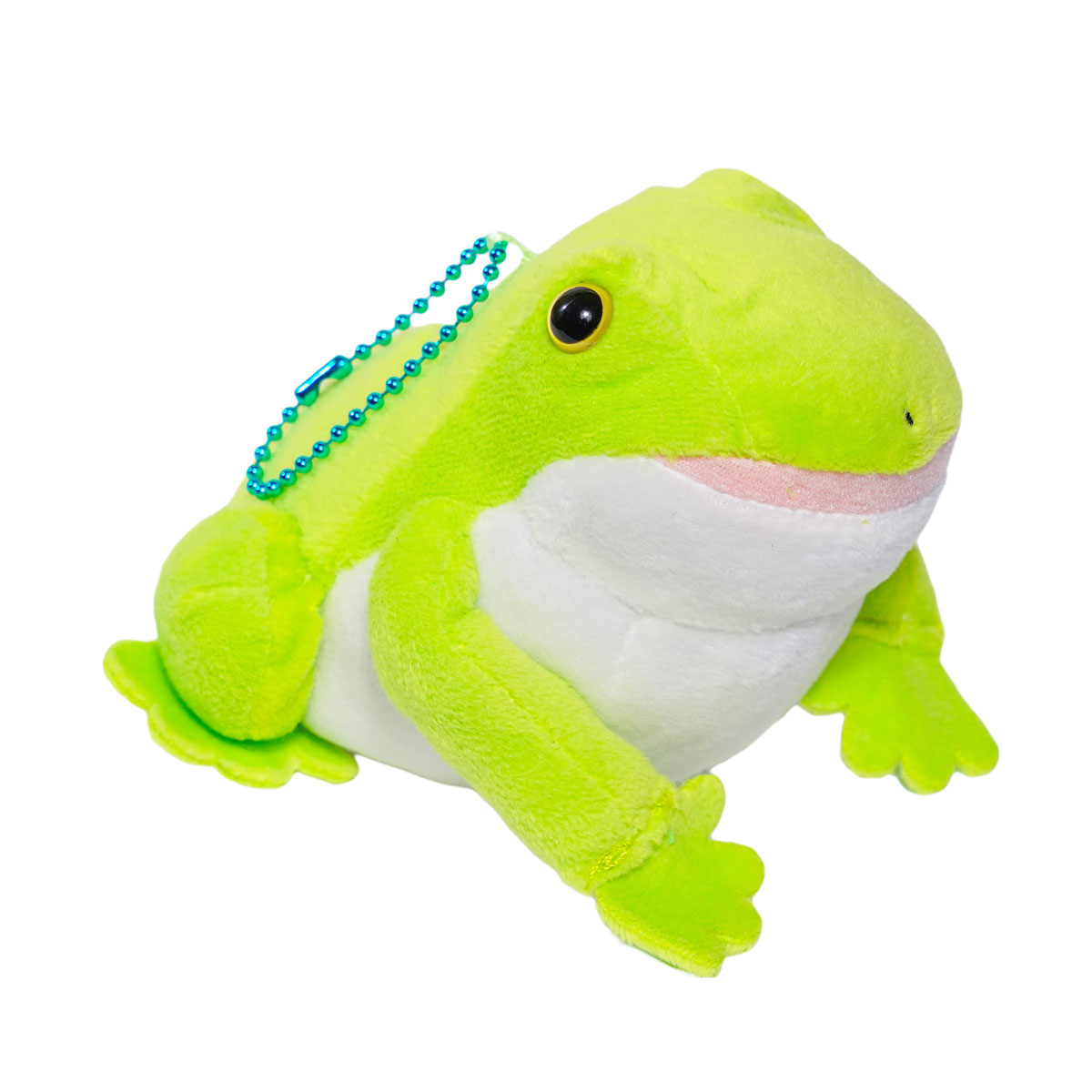 Frog Plush Toy Kawaii Stuffed Animal Bright Green Keychain Size 3