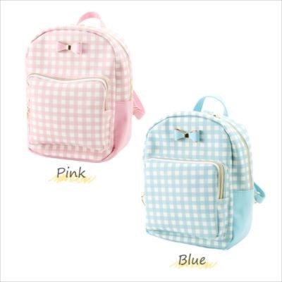 Gingham Check Mini Backpack Pink White