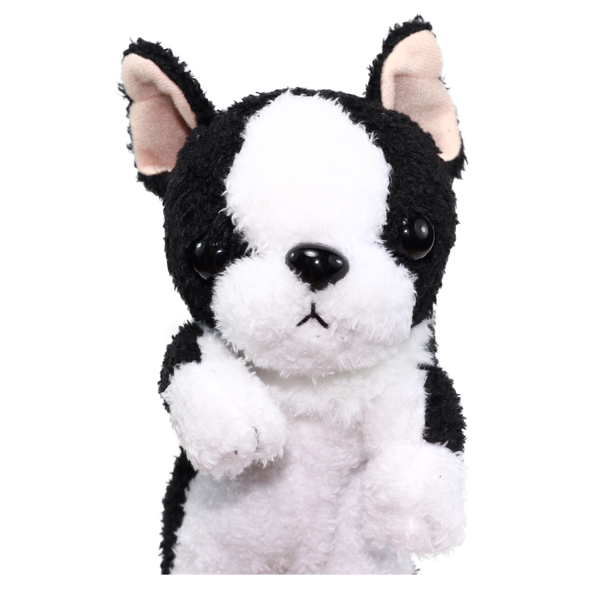 Dog Pencil Case Pouch Stuffed Animal Back To School Collection Fluffy Black/ White Boston Terrier Plush 10 Inches