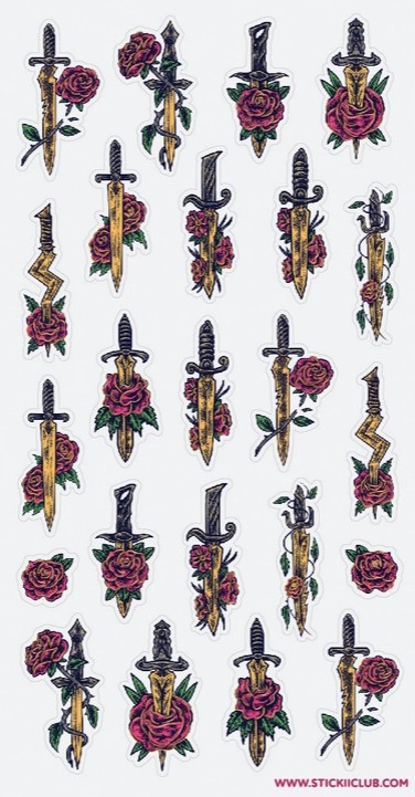 Floral Swords Sticker Sheet