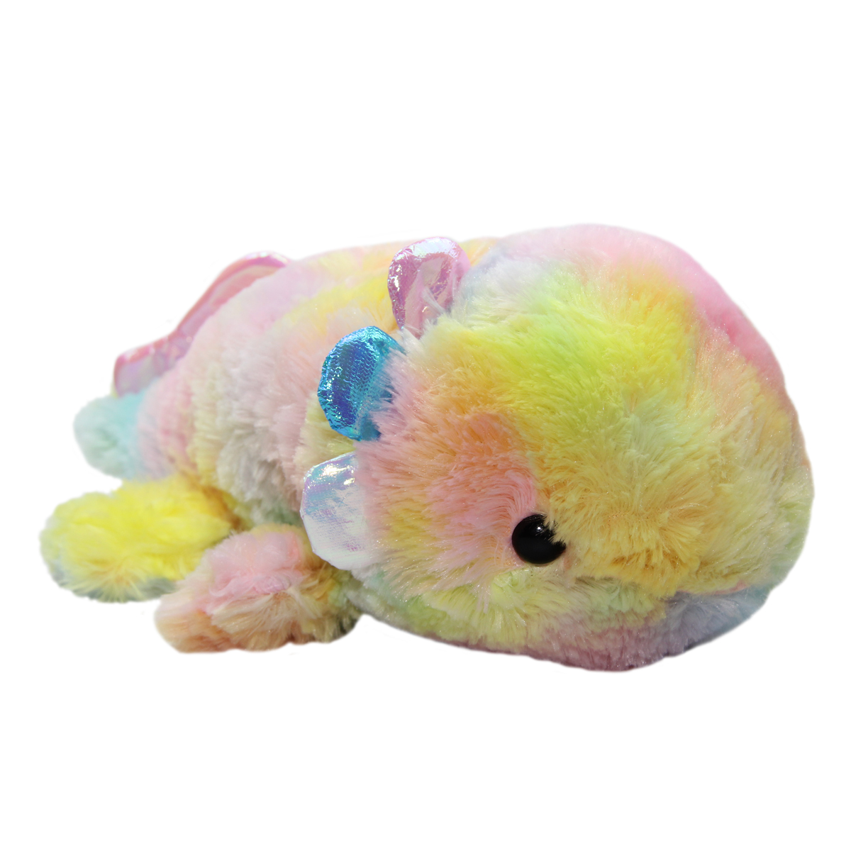 Mochi Puni Wooper Looper Colorful Axolotl Plushie, Rainbow 13 Inches Jumbo