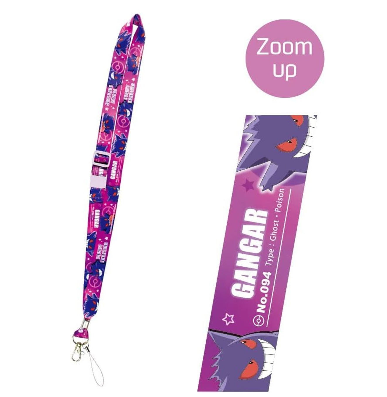 Pokemon Pocket Monsters Neck Strap Lanyard Gengar Purple