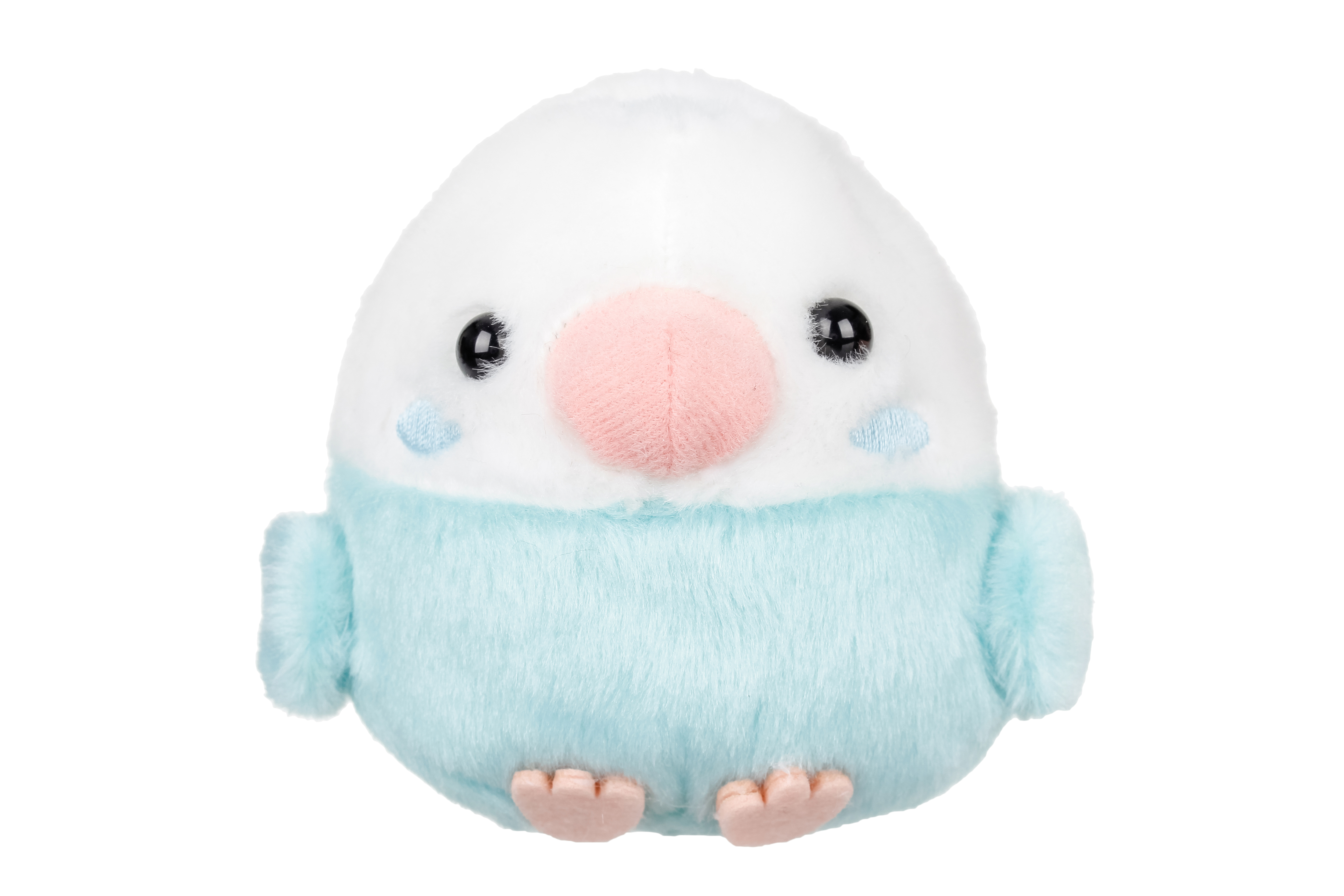 Amuse, Parrot Plush Bird, Kotori Tai, Finch Keychain, White / Blue, 4 Inches