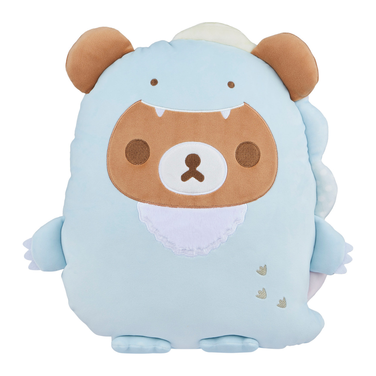 Chairoikoguma San-X Original Plays with Dino Flat Mochi Series Plush - Pastel Blue - 15