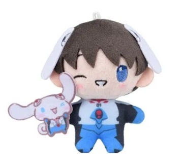 Shinji Ikari x Cinnamoroll Plush Doll, Evangelion x Sanrio, 4 Inches, Sega