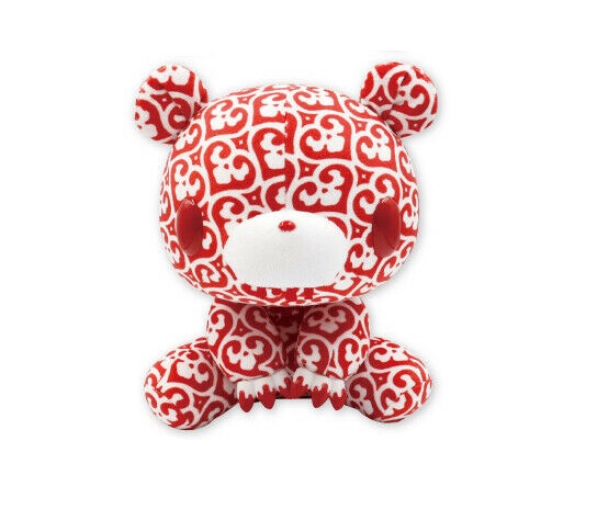 Gloomy Bear Plush Doll, Textillic 12, Skull Hearts, Red/White, GP #579, 10 Inches