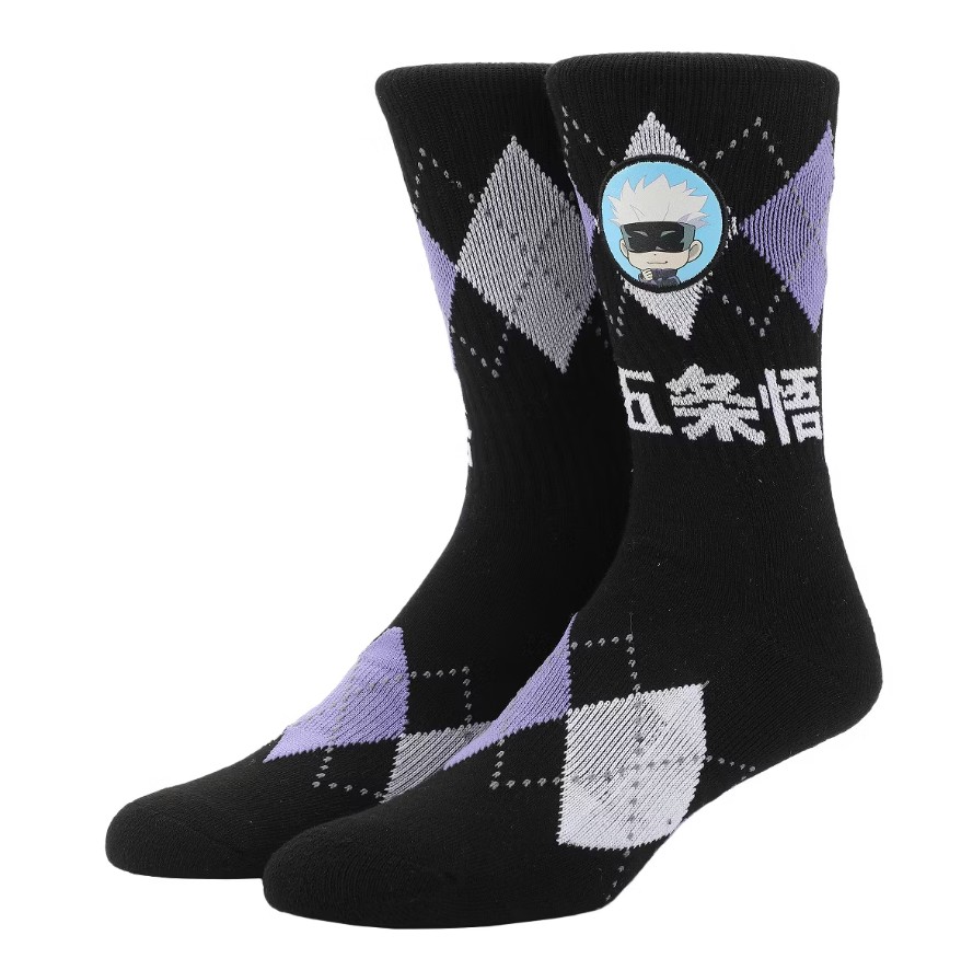 Gojo with Kanji Argyle Crew Socks Jujutsu Kaisen