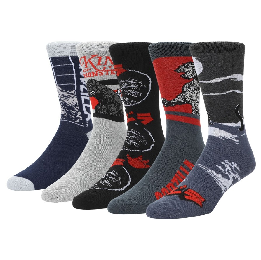 Godzilla Crew Socks - 5 Pairs
