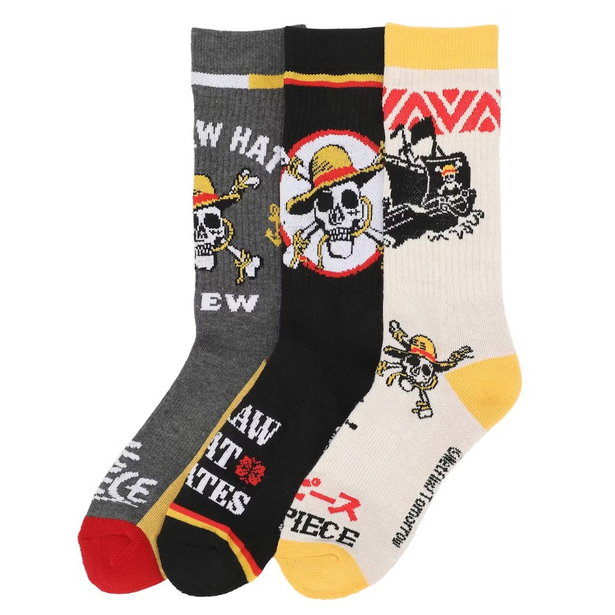One Piece Stray Hat Pirate Logo Crew Socks 3 Pair