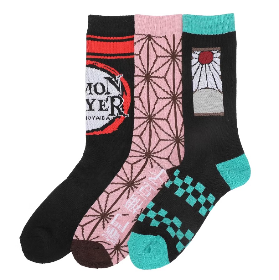 Demon Slayer Tanjiro, Nezuko, Logo Crew Socks 3 Pair