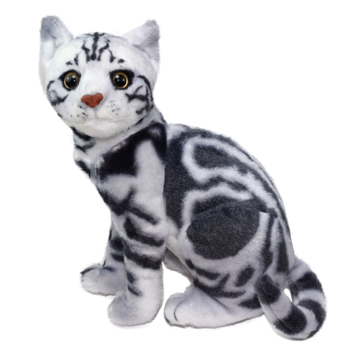 Real Cat Plush Collection Stuffed Animal Toy Grey / Dark Grey Tabby Cat 10 Inches