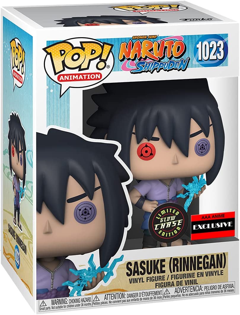 Sasuke (Rinnegan) Figure, AAA Exclusive, Glow Chase Limited, Naruto Funko Pop Animation 3.75 Inches Funko Pop 1023