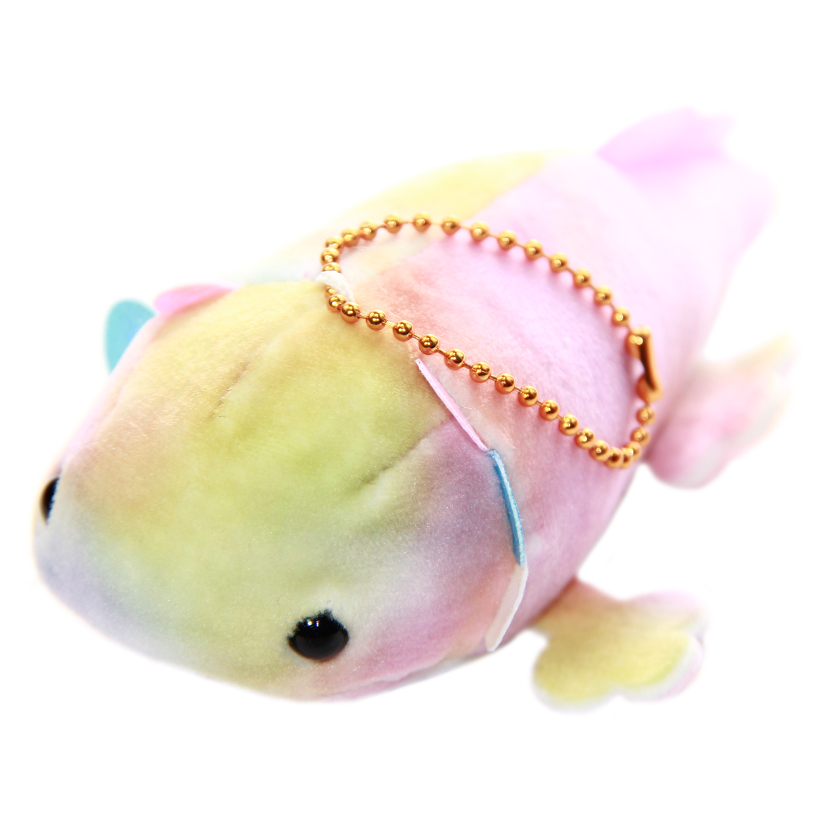 Mochi Puni Wooper Looper Colorful Axolotl Plushie, Rainbow 4 Inches