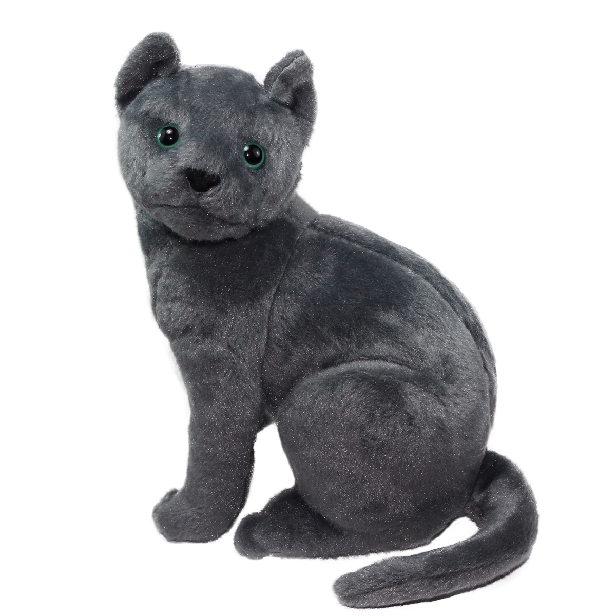 Real Cat Plush Collection Stuffed Animal Toy Dark Grey 10 Inches