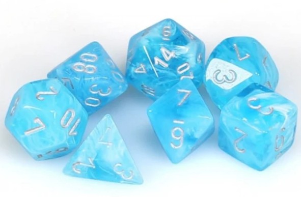 Chessex - Luminary - Sky/Silver - 7 Die Set - CHX 22566 - Dice