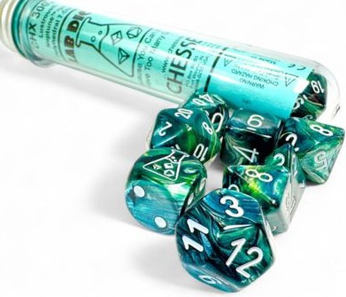Chessex - Lab Dice -Neptune/Grey - 7 Die Set - CHX 30072 - Dice
