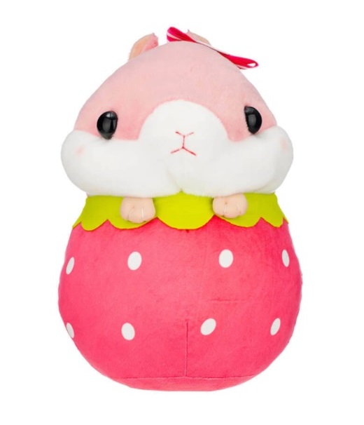 Hamster Plush Doll in Strawberry Plushie, Pink, 13 Inches, BIG Size, Amuse