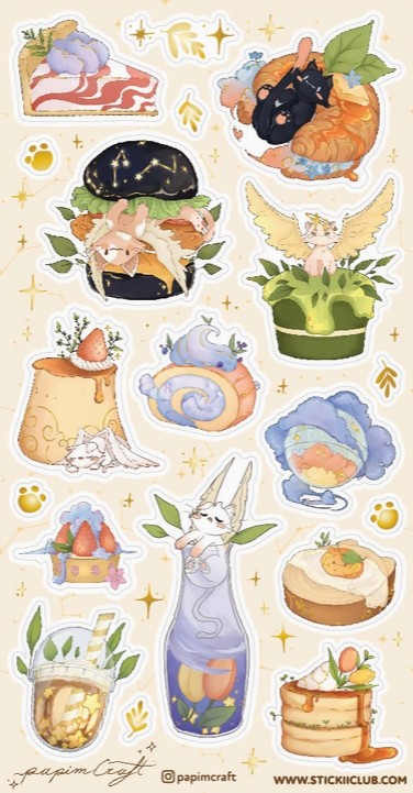 Celestial Cat Cafe Sticker Sheet