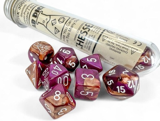 Chessex - Lab Dice - Copper/Purple/White/ - 7 Die Set - CHX 30071 - Dice