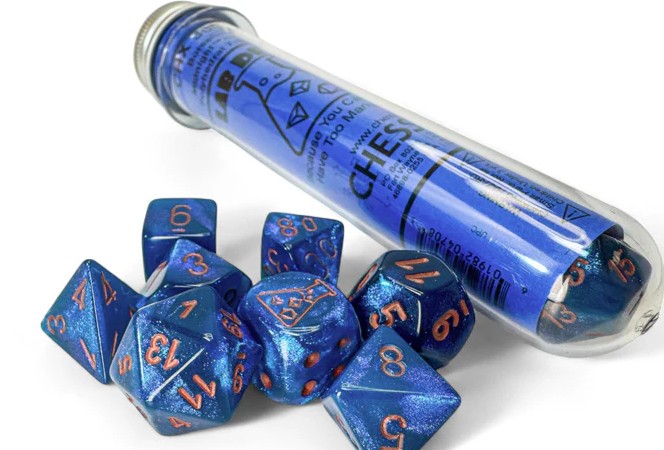 Chessex - Lab Dice - Midnight/Copper - 7 Die Set - CHX 30069 - Dice