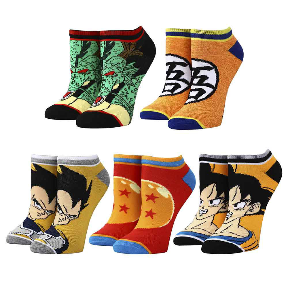 Dragon Ball Z Mixed Character 5 Pair Low Cut Socks