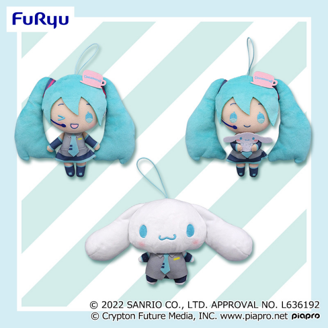 Hatsune Miku Plush Doll holding Cinnamoroll, Sanrio, 6 Inches, Furyu